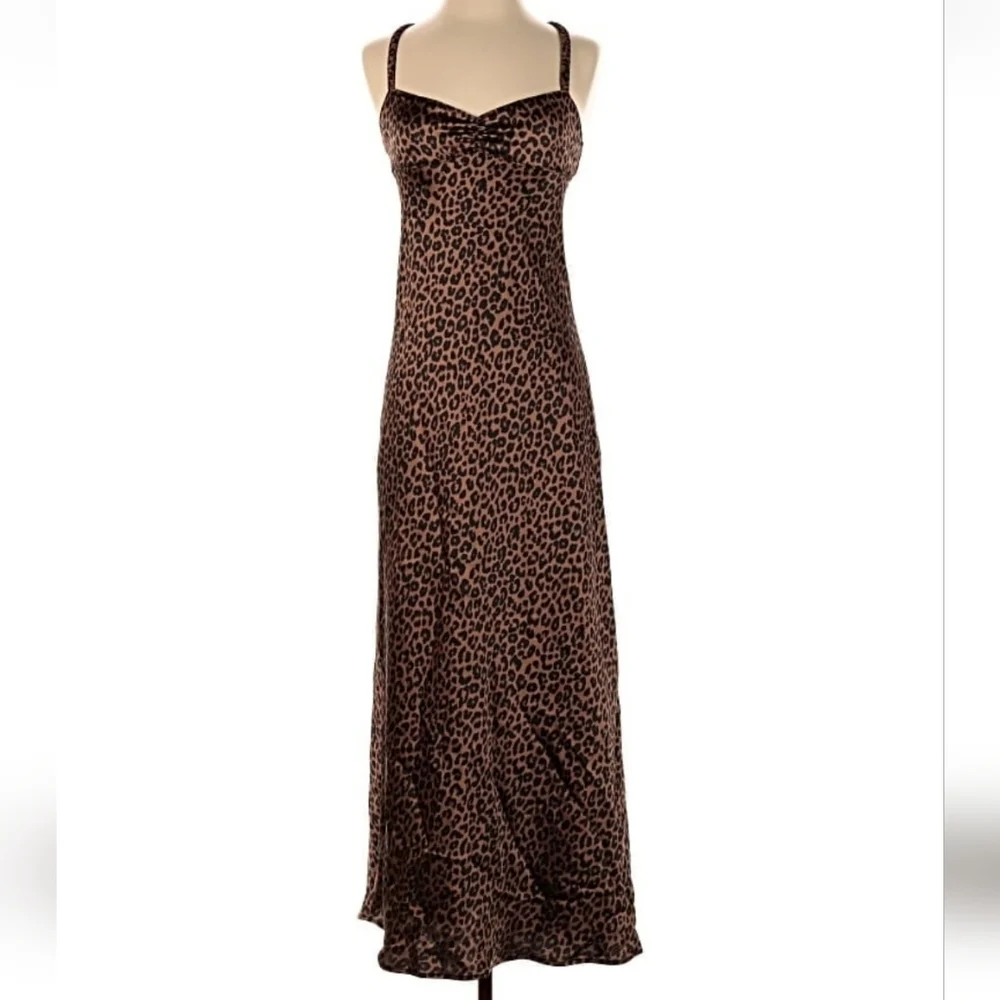 NWT Zara Satin Leopard Animal Print Midi Slip Dress Size S - Picture 15 of 16